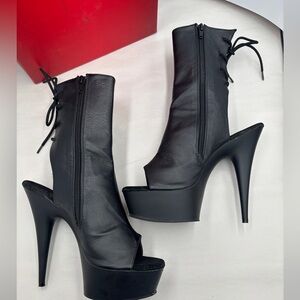 Hustler Hollywood Black Peep-Toe Platform dance intimate Heels